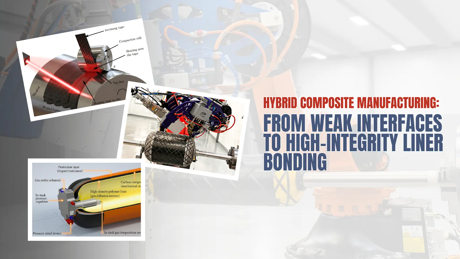 Robotic over-printing of continuous fiber composites onto polymer liner