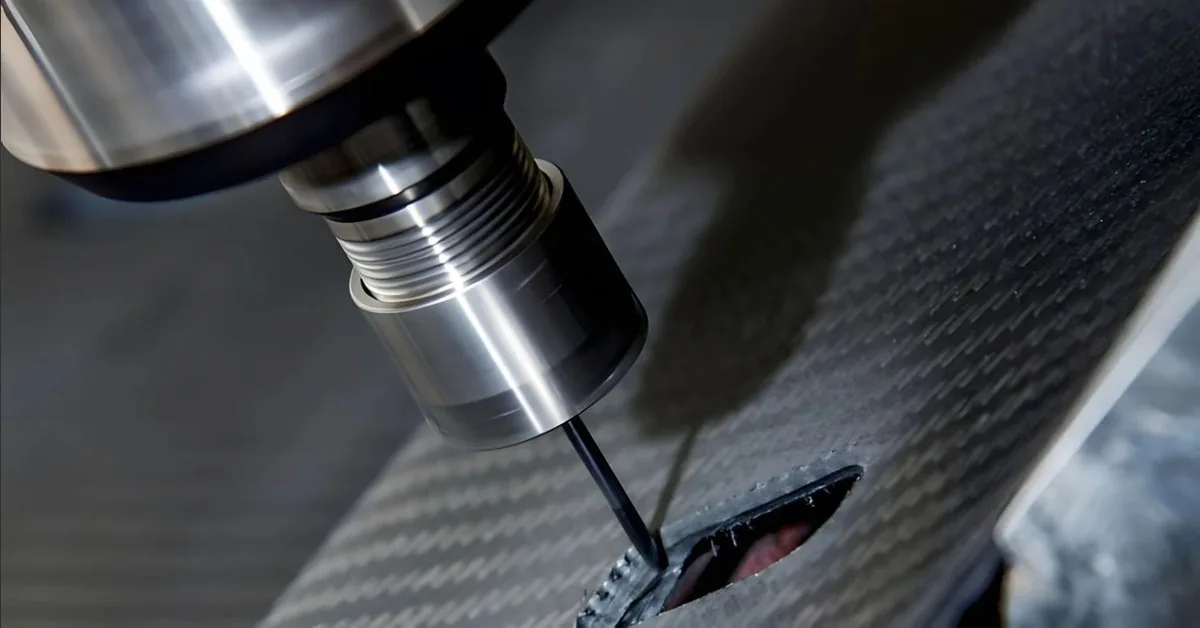 CNC drilling through a CFRP laminate