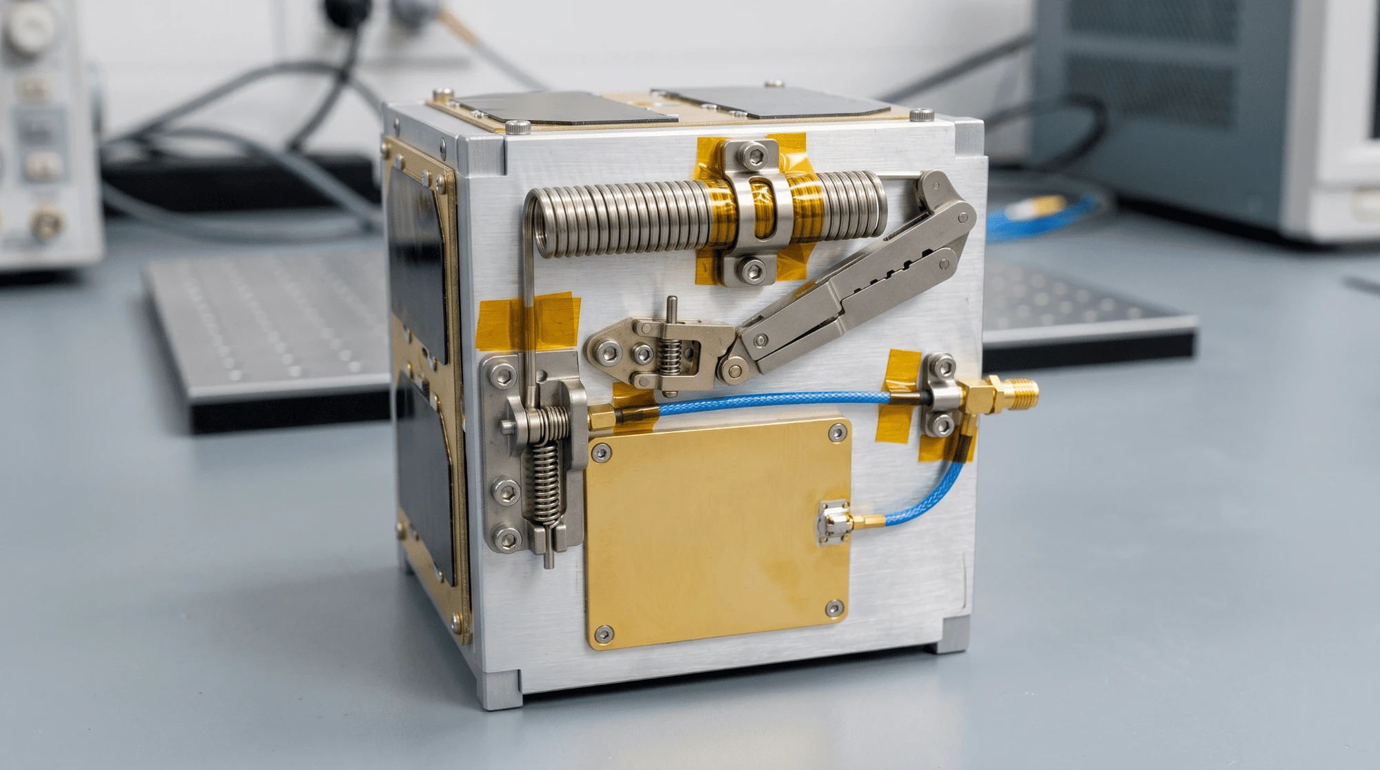 Conventional small-satellite antennas split their job across many separate parts