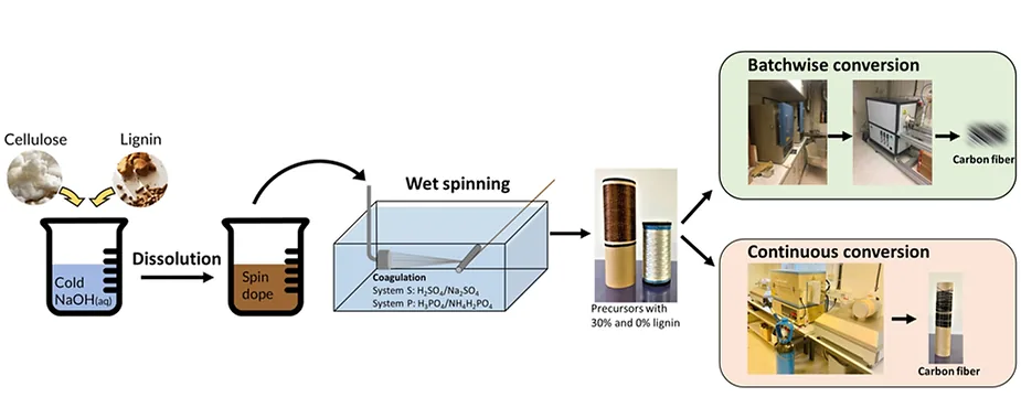Carbon Fibers from Wet-Spun Cellulose-Lignin Precursors ref. https://doi.org/10.3390/fib10120108