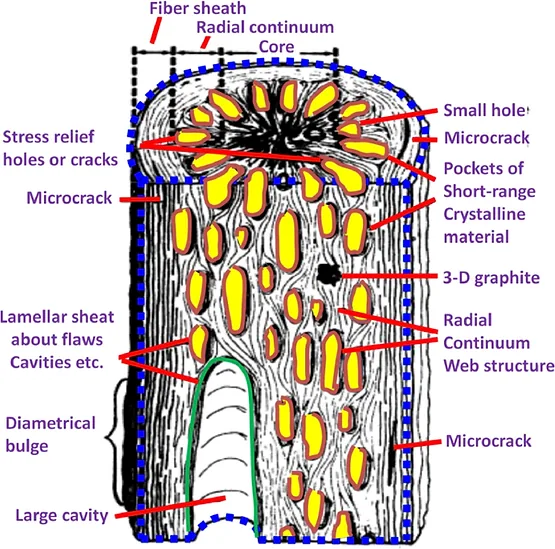Skeletal representation of Poly AcryloNitrile(PAN) based CF surface ref. https://doi.org/10.1016/j.pcrysgrow.2018.07.001