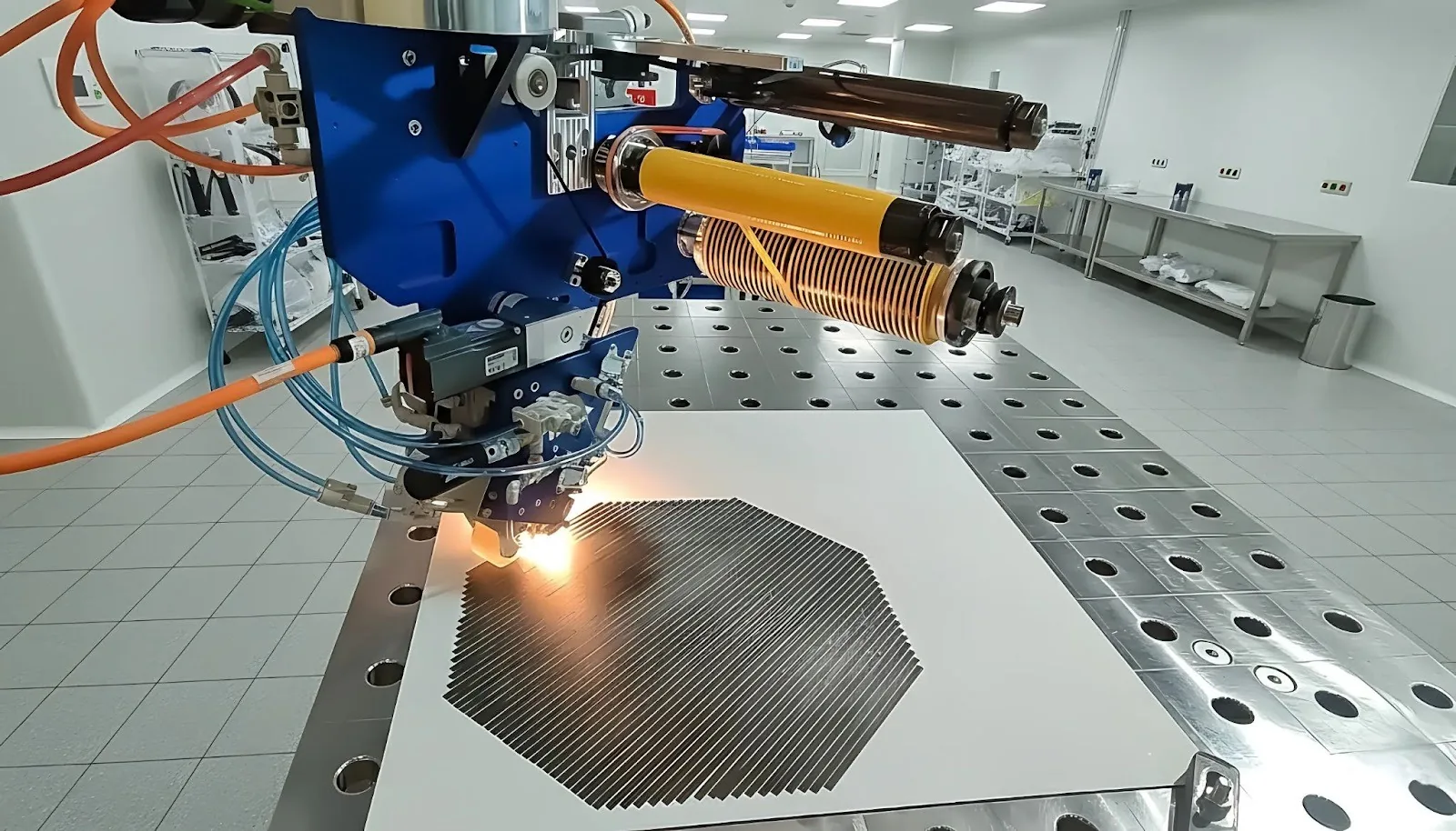 Addcomposites AFP-XS system during flat panel composite layup