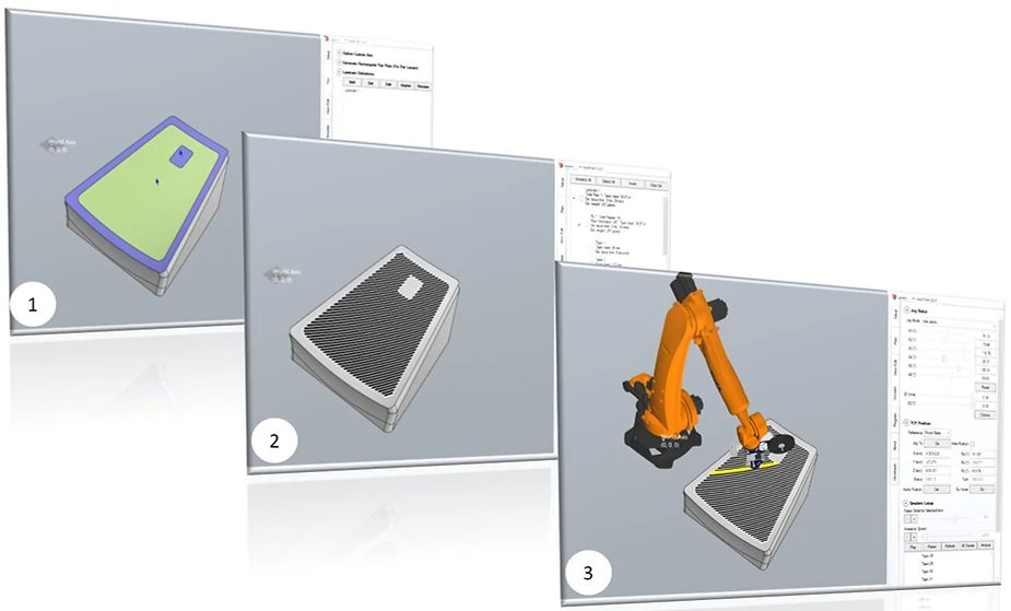 AddPath workflow from surface definition to tow paths and robot simulation