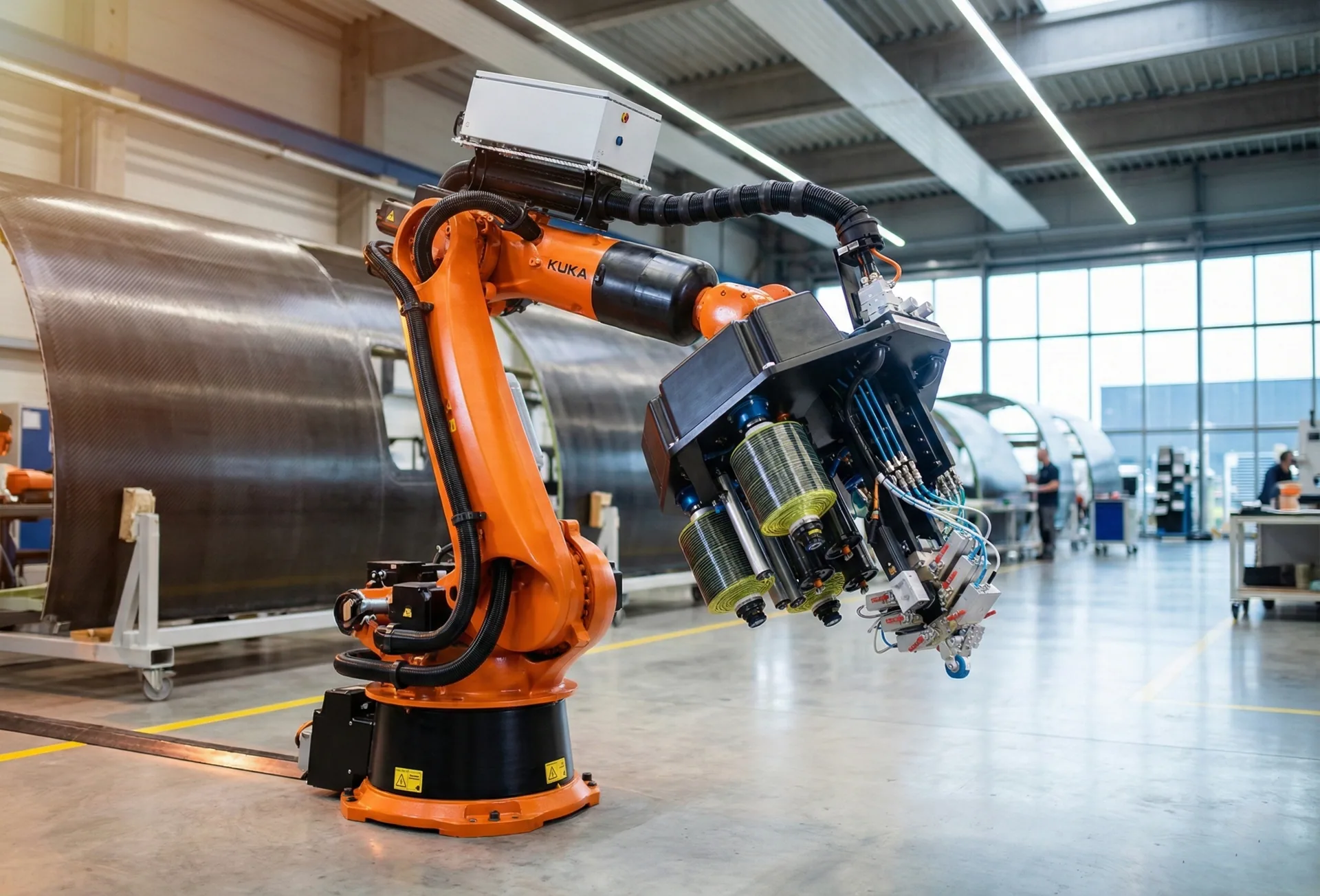 AFP-X multi-tow automated fiber-placement system in the Addcomposites product workshop
