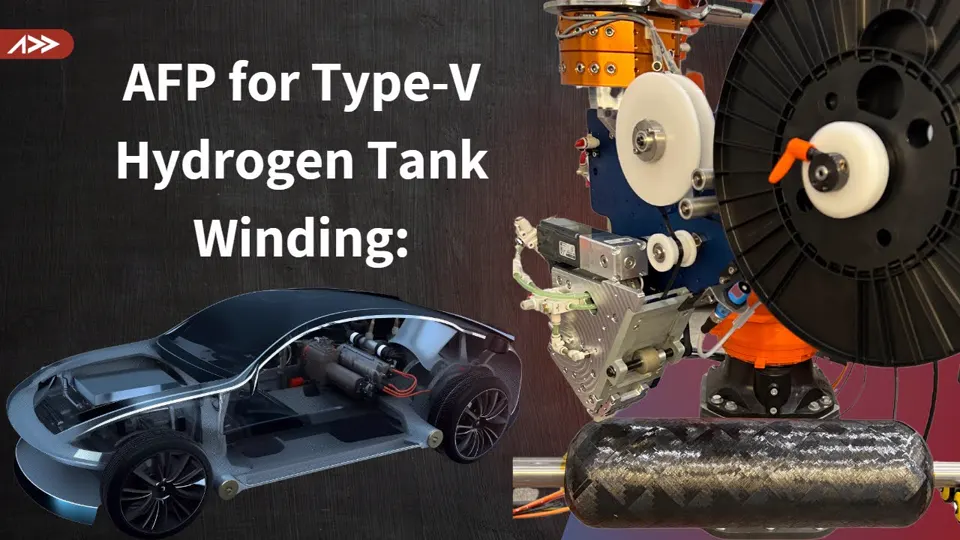 Advanced fiber placement system winding a Type V hydrogen tank